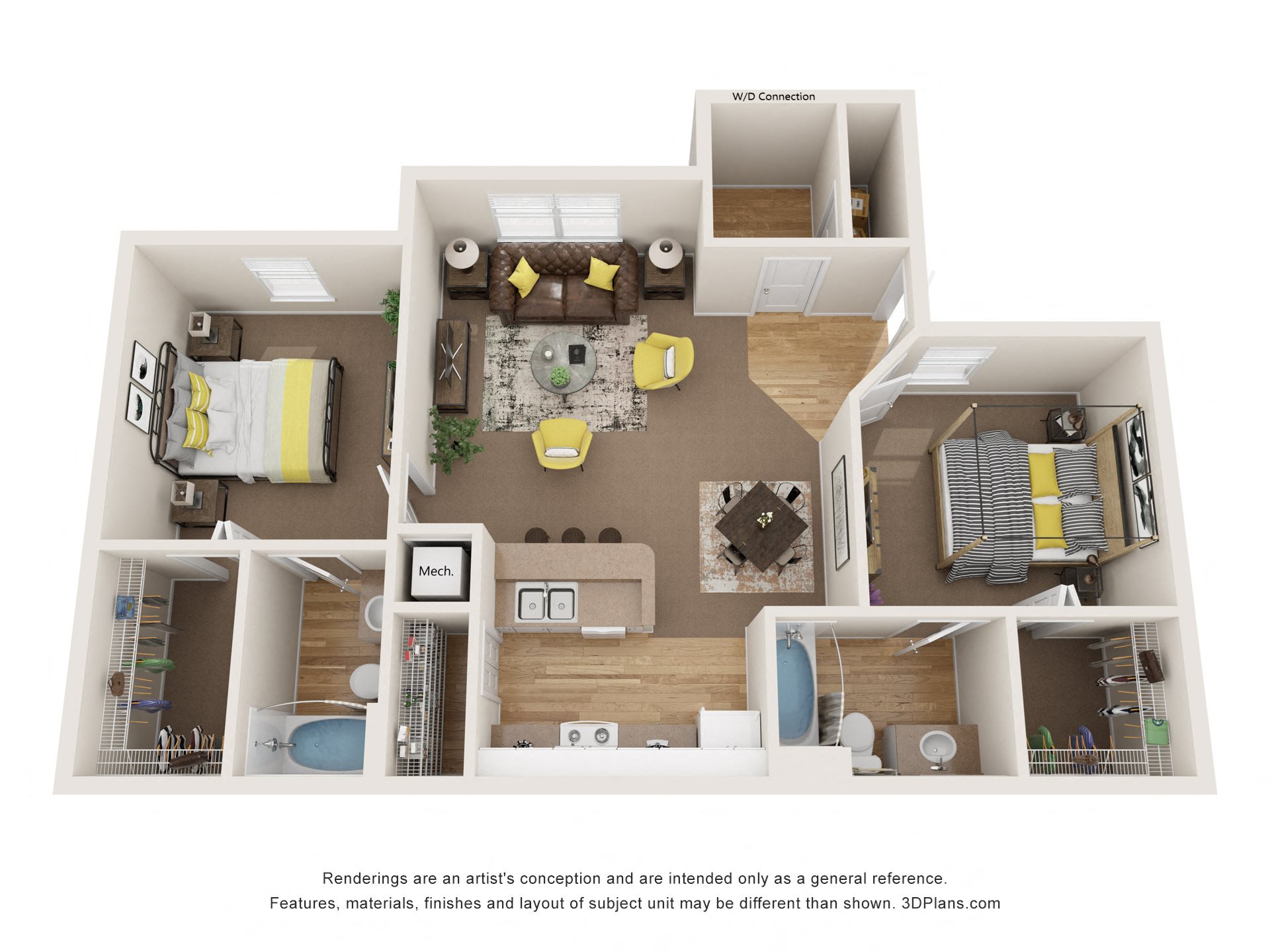 2BD/2B Floor Plan
